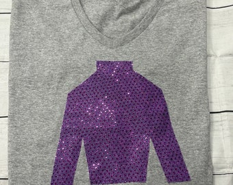Sequin Jockey Silk Appliqué  Tshirt  - Grey/Purple