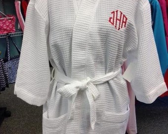 Monogram Waffle Weave Robe, Bath Robe, Bridesmaid gift