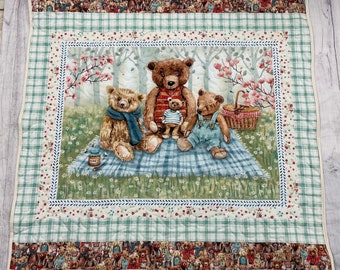 Teddy Bear Picnic Baby Quilt,  Baby Blanket,  Baby Shower Gift, Play mat