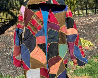 Vintage Crazy Quilt Jacket with hood