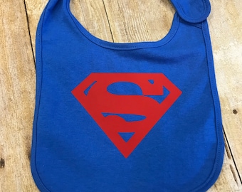 Super hero bib - blue with red