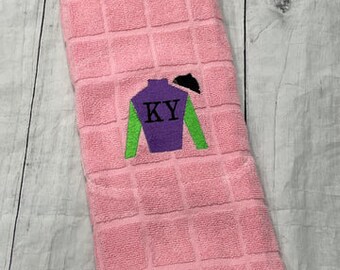 Jockey Silk Pink Hand Towel - Purple Kentucky Derby Jockey Silks