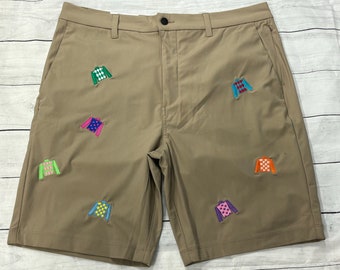 Embroidered Jockey Silk Shorts khaki