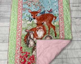 Woodland Animals Quilted Baby Blanket