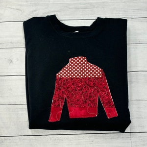 Quilted Jockey Silk Appliqué Sweatshirt Black image 2