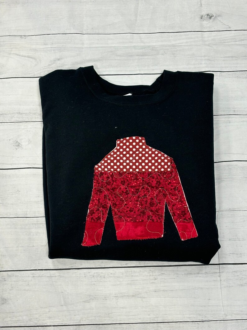 Quilted Jockey Silk Appliqué Sweatshirt Black image 2