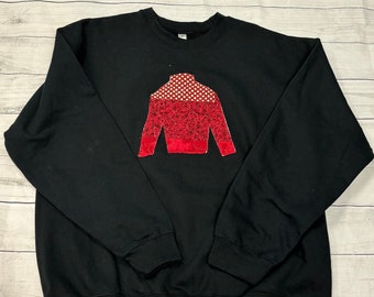 Quilted Jockey Silk Appliqué  Sweatshirt  - Black