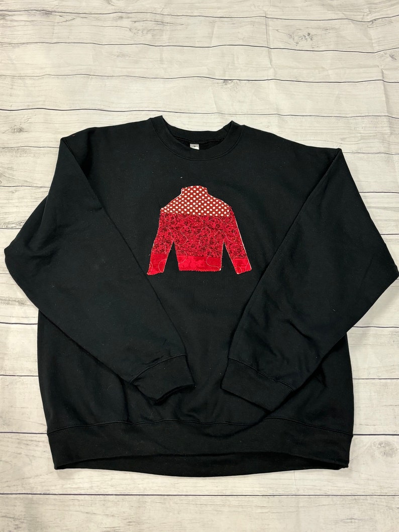 Quilted Jockey Silk Appliqué Sweatshirt Black image 1