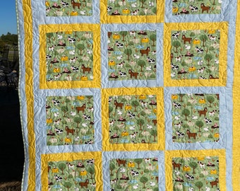 Farm Animal Quilted Blanket