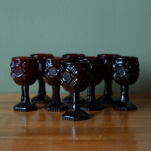 Vintage 70’s Avon Cape Cod Ruby Red Wine Goblets