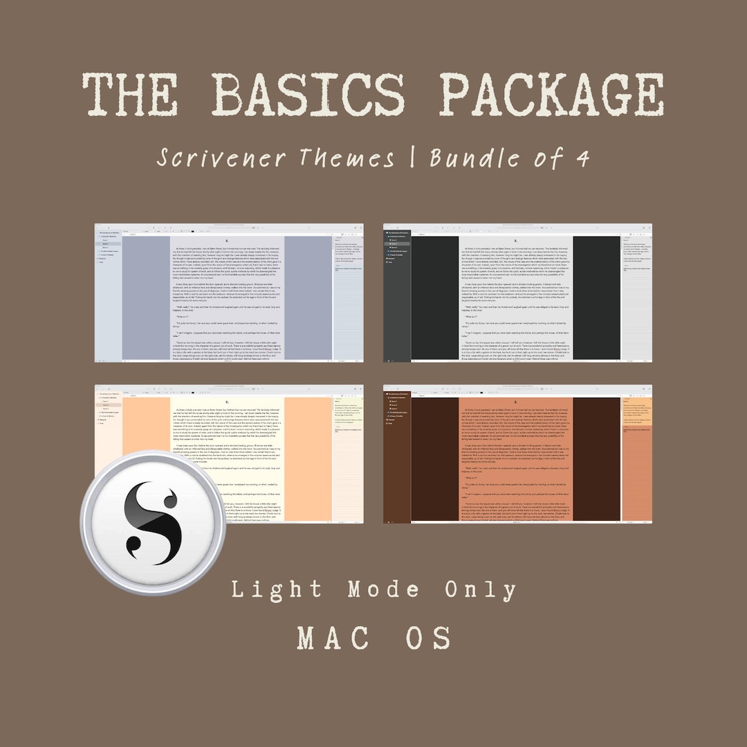 The Basics Package - 4 Scrivener Themes for Mac | Themes for Authors ...