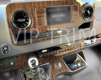 For Mercedes Sprinter W907 2019+ Trim Console Dashboard Decor Frame Set Cockpit Decor Dashboard Kit Wood Carbon Silver Black Cover Coating