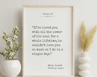 Wuthering Heights Printable, If He Loved You With All The Power Of His Soul For A Whole Lifetime, Emily Brontë Quote, Typewriter Poster