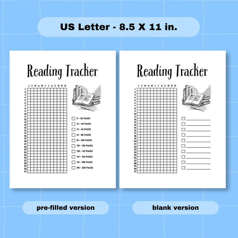 Printable Yearly Reading Tracker, Book Journal Template, Simple Reading ...