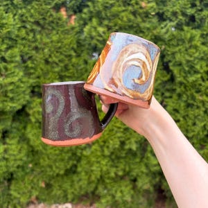 Small Conical Stoneware Mug, Handmade Pottery, 7 ounces