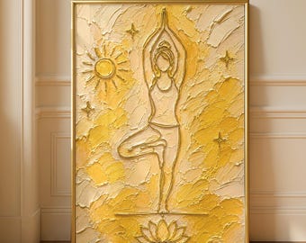 Boho Yoga Meditation Lotus Flower Spiritual Oil Painting Print, Zen Chakra Wellness Calming Wall Art, Mindfulness Spiritual Poster