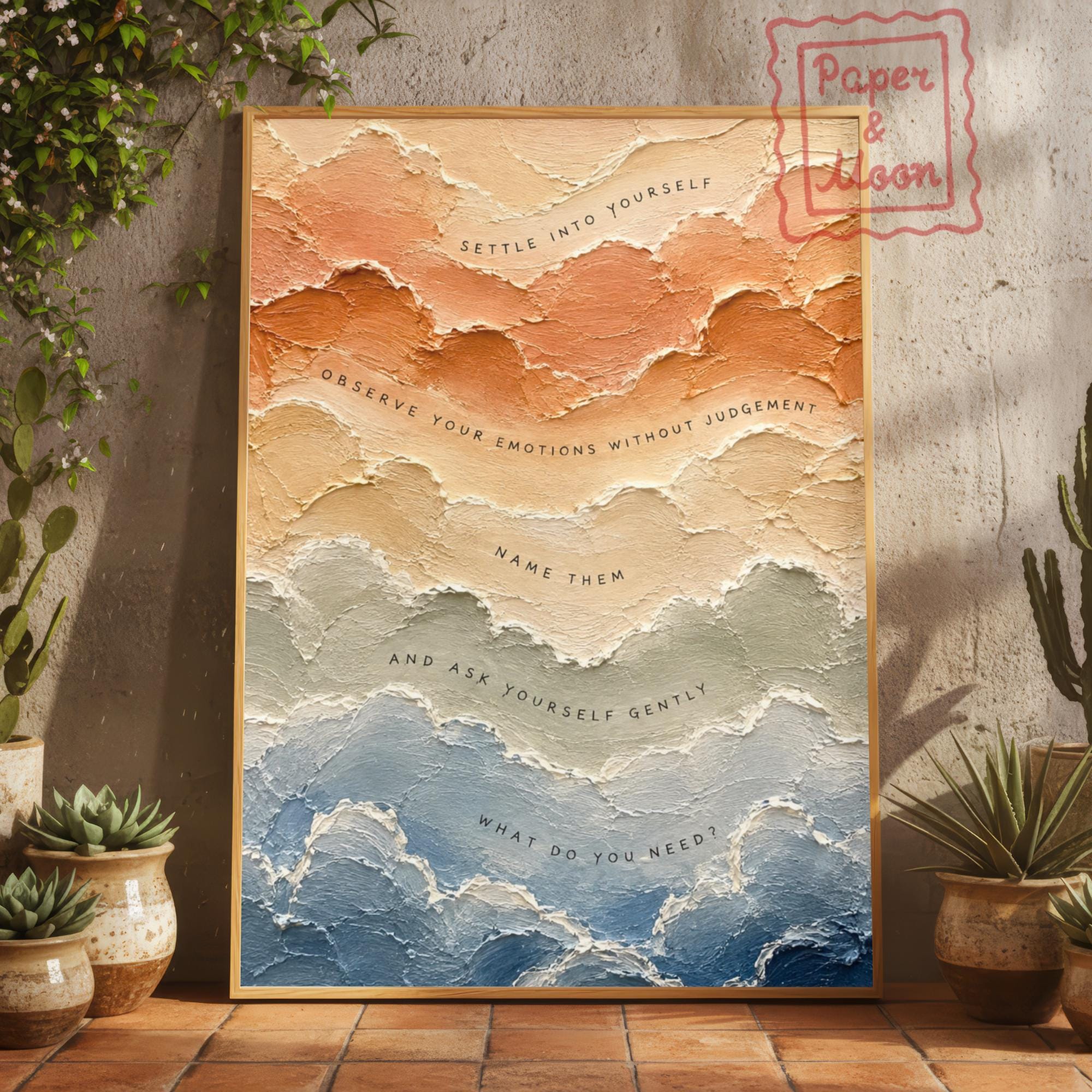 Emotional Wellness Mental Health Calming Wall Art Print, Mindfulness Self Compassion Therapy Office Decor, Self Reflection Meditation Poster