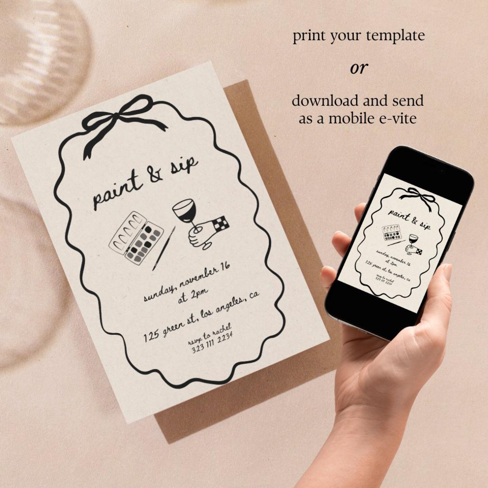 Paint and Sip Invitation Template Paint N Sip Wine Girls Arts and