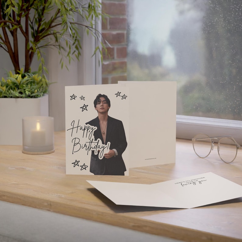 Kim Taehyung V of BTS Birthday Card Hand-drawn Doodle Happy Birthday Greeting Card | BTS V Birthday Card | Handwritten Stars Bday Card image 7
