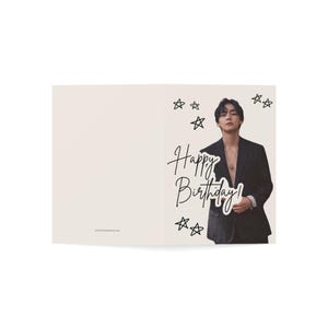 Kim Taehyung V of BTS Birthday Card Hand-drawn Doodle Happy Birthday Greeting Card | BTS V Birthday Card | Handwritten Stars Bday Card image 3