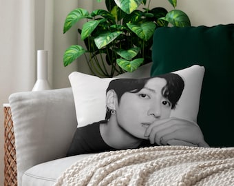 Jungkook Throw Pillow | BTS Home Decor | Kookie Army Kpop Gift | Jungkook Chanel Beauty Decorative Pillow With Insert | Korean Idol Fan Gift