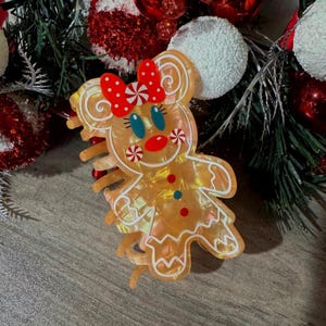 Gingerbread bow mouse hair claw