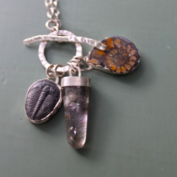 fossil and crystal necklace