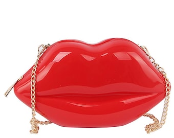 リップスクラッチクロスボディバッグ（レッド）