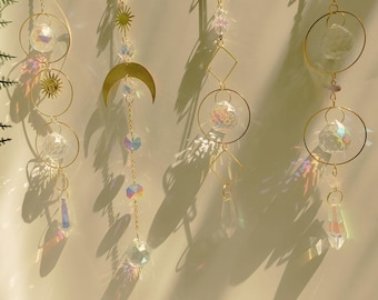suncatcher crystal memorial  for Window Hanging | Healing Crystal Suncatcher | Wall Decor Boho Room Decor Rainbow Maker | Christmas Gift