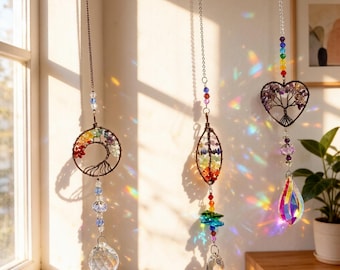 Rainbow Crystal Suncatcher | Gemstone Tree of Life Prism