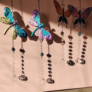 Spring Crystal butterfly suncatcher, hanging crystal gift for mom, Aurora gemstone suncatcher,  Rainbow maker, Spring memorial gifts