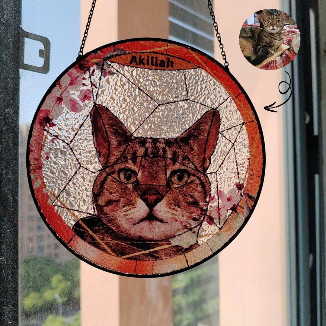 Handmade Pet Memorial Suncatcher - Custom Dog/cat Stained Glass ...