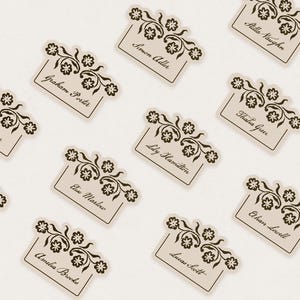 Etiquetas de lugar con motivos florales de inspiración vintage, tarjetas de lugar de boda personalizadas, decoración de mesa, atemporal