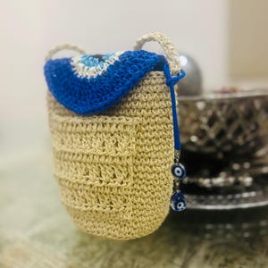 Evil Eye Handmade Bag, Crochet Evil Eye Bag, Evil Eye Crochet Summer Bag, Shoulder Bag, Gift For Her, Unique Bag, Evil Eye Purses, Nazar Bag