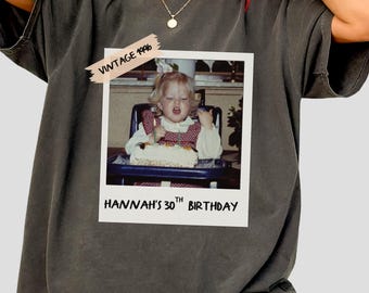 Vintage Photo And Year Shirt, Custom Picture 30th Birthday Gift Vintage 40th Birthday Party Est T-Shirt