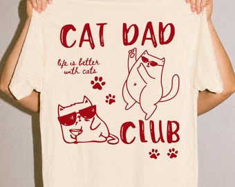 Cat Dad Tee, Cat Dad Club Shirt, Cat Dad Shirt, Back Design Tee Funny Cat Shirt, Cat Lover, New Cat Dad Comfort Colors Shirt, Pet Parent