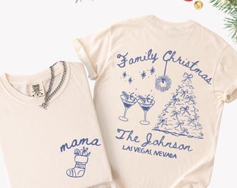 Custom Family Christmas Shirts, Comfort Colors Matching Family Christmas Tshirts, Personalized Name Christmas Shirt, Adult Unisex and Youth
