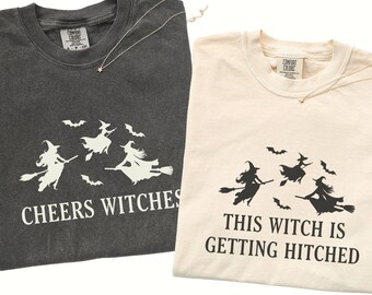 Witchy Bachelorette Party Shirt, Gothic Celestial Bride & Coven Comfort Colors Tee, Witch Getting Hitched Comfort Colors Bachelorette Shirt