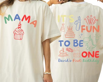 It's Fun to Be One Birthday Matching Family Shirts Front and Back, Boys Girls First Birthday Party, BDay Shirt Mom Dad Fun BDay Theme