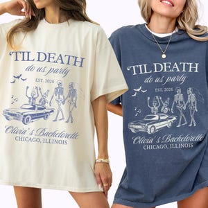Til Death Do Us Party Bachelorette Shirt, Bride Or Die Comfort Colors Shirts, Halloween Gothic Skeleton Bride Top, Spooky Bridal Party Gift