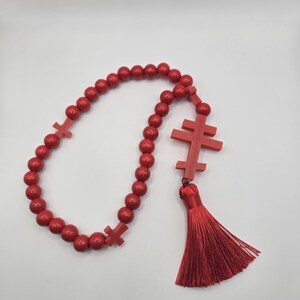 Orthodox Prayer Rope – Komboskini with Cross and Tassel Red