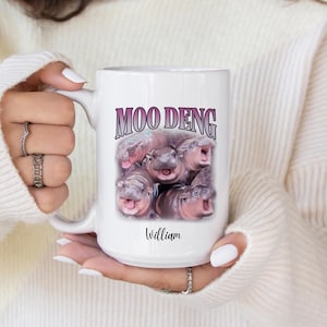 Personalized Moo Deng Hippo  Mug ,Custom Name Funny  Mug ,Unique Gift for Moo Deng Fans ,Perfect for Friends or Family,Cute Baby Hippo