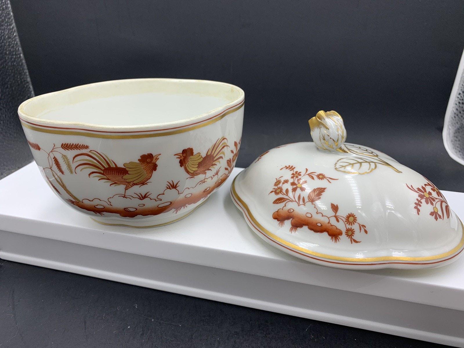 Vintage Richard Ginori Vecchio Siena Rust Rooster Cockerel Sugar