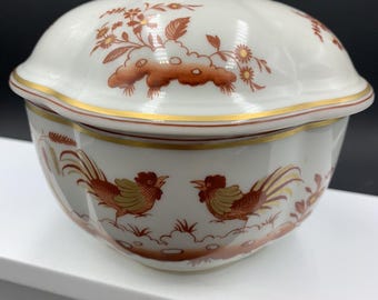 Vintage Richard Ginori Vecchio Siena Rust Rooster Cockerel Sugar