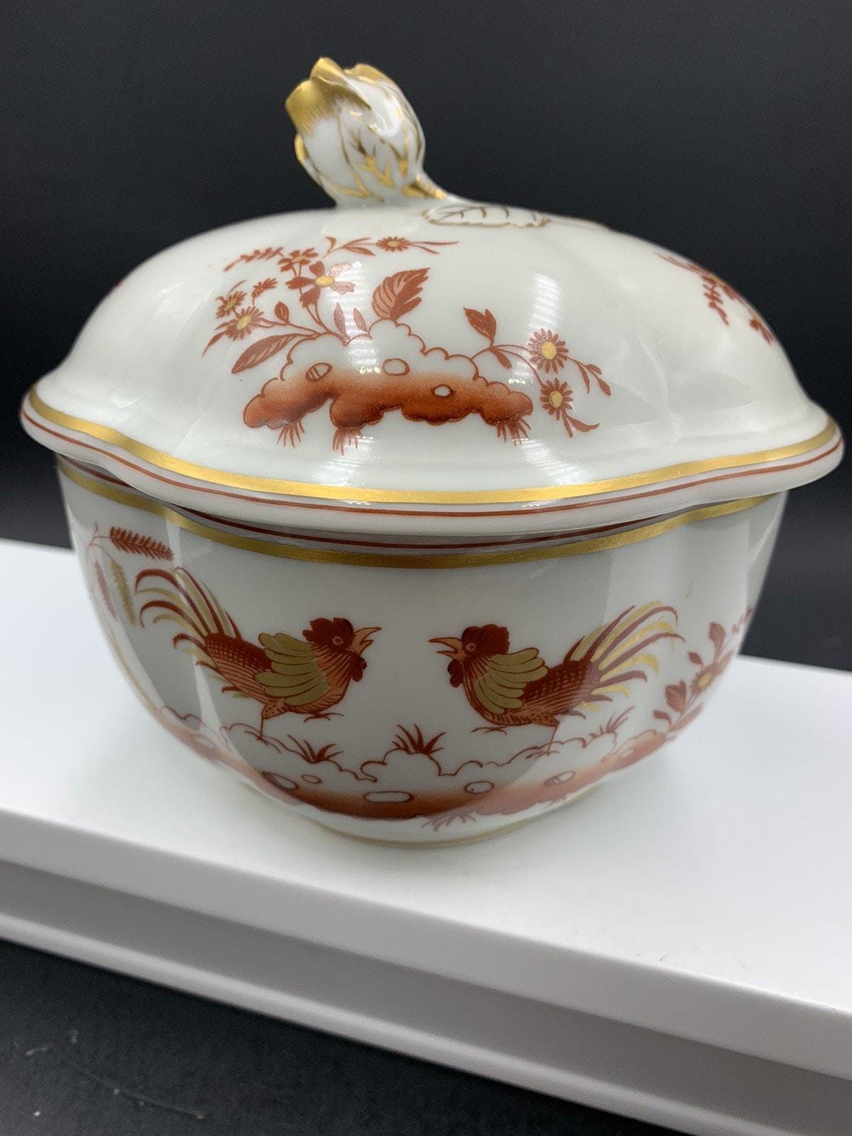 Vintage Richard Ginori Vecchio Siena Rust Rooster Cockerel Sugar