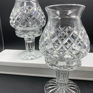 Set of Block Cut Crystal Candle Holder Fairy Lamps Hurricanes