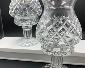 Set of Block Cut Crystal Candle Holder Fairy Lamps Hurricanes