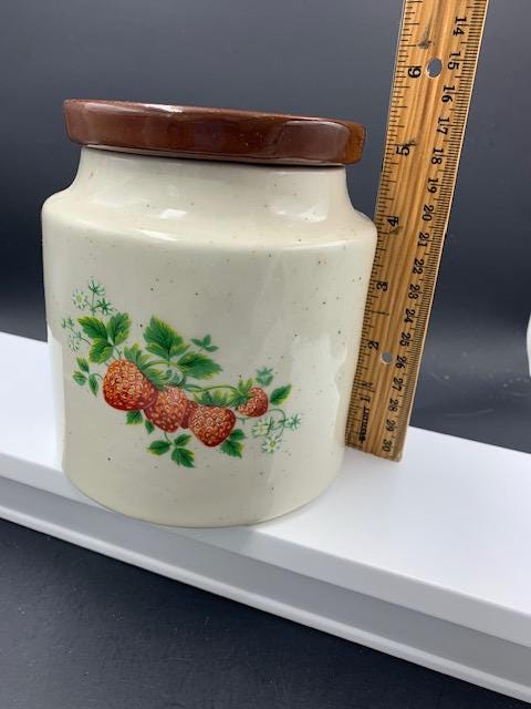 House of Webster Covered Cannister/Jar w/Strawberry Design