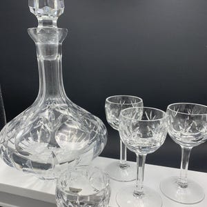 GORHAM Bamberg Crystal Decanter Plus 4 Stemmed Cordials - EXCELLENT Condition!