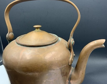 Vintage 1940s Copper Tea Coffee Kettle Pot with Swivel Handle